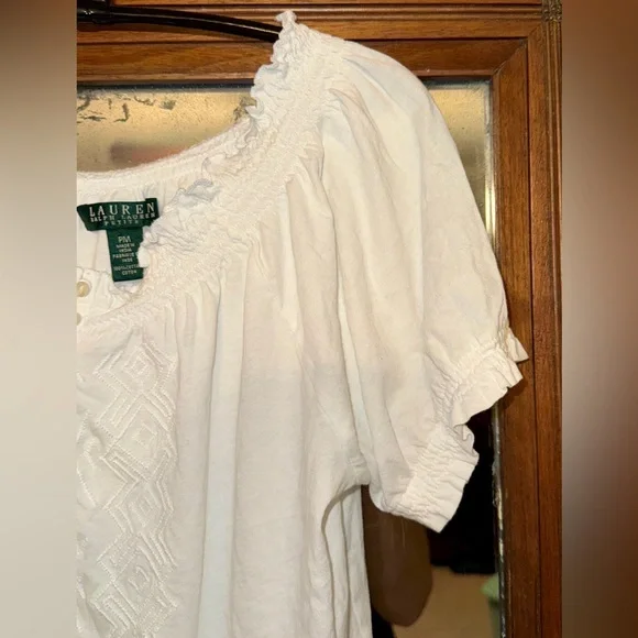 Women's Lauren Ralph Lauren Cropped Blouse, size Petite Medium - Picture 4 of 11